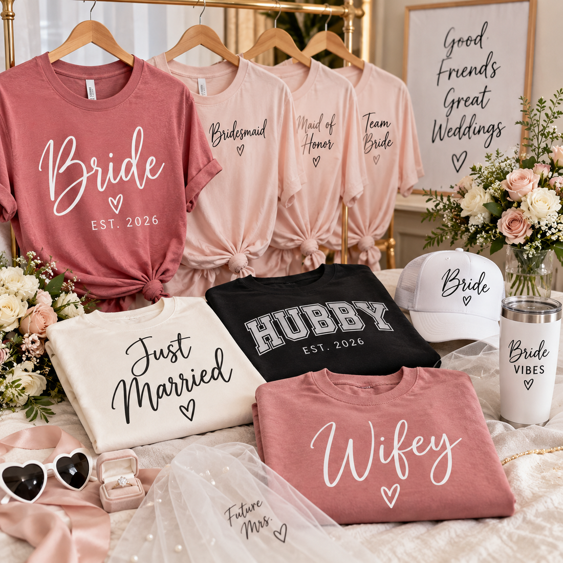 Custom Apparel for Weddings: Bridal Party and Bachelorette Designs