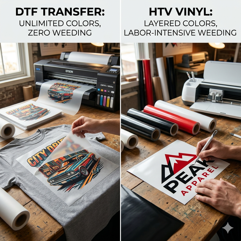 DTF vs. Vinyl/HTV: A Side-by-Side Comparison for Decorators