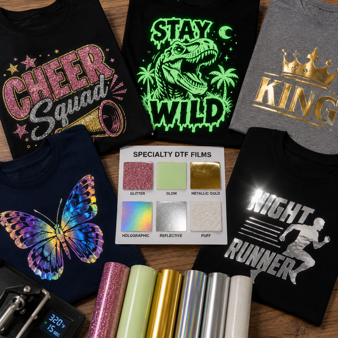 Specialty DTF Films Explained: Glitter, Glow, Metallic, and More
