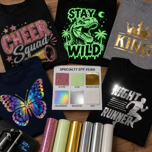 Specialty DTF Films Explained: Glitter, Glow, Metallic, and More