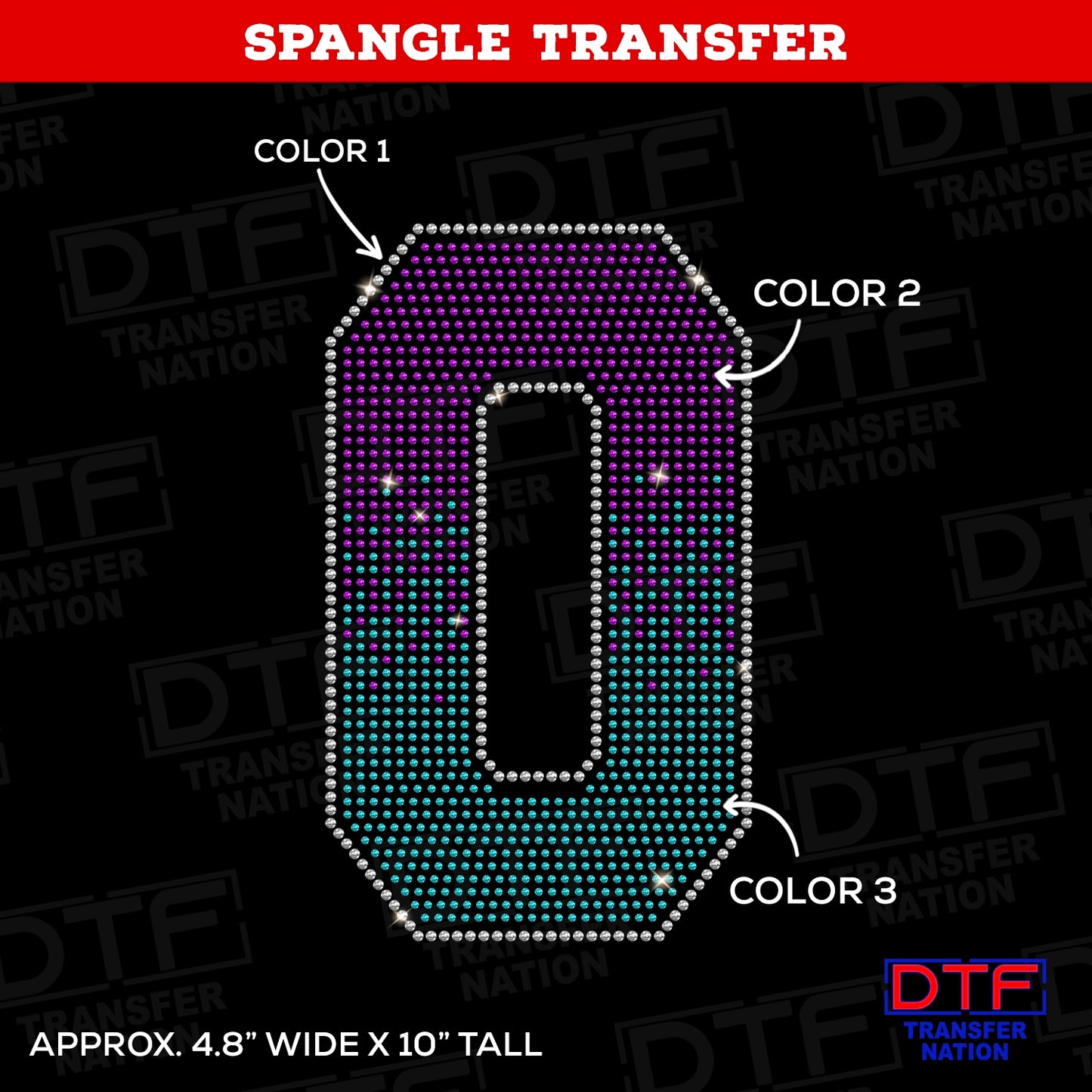 Number 0 - Gradient - Pick Your Colors - Spangle Transfer