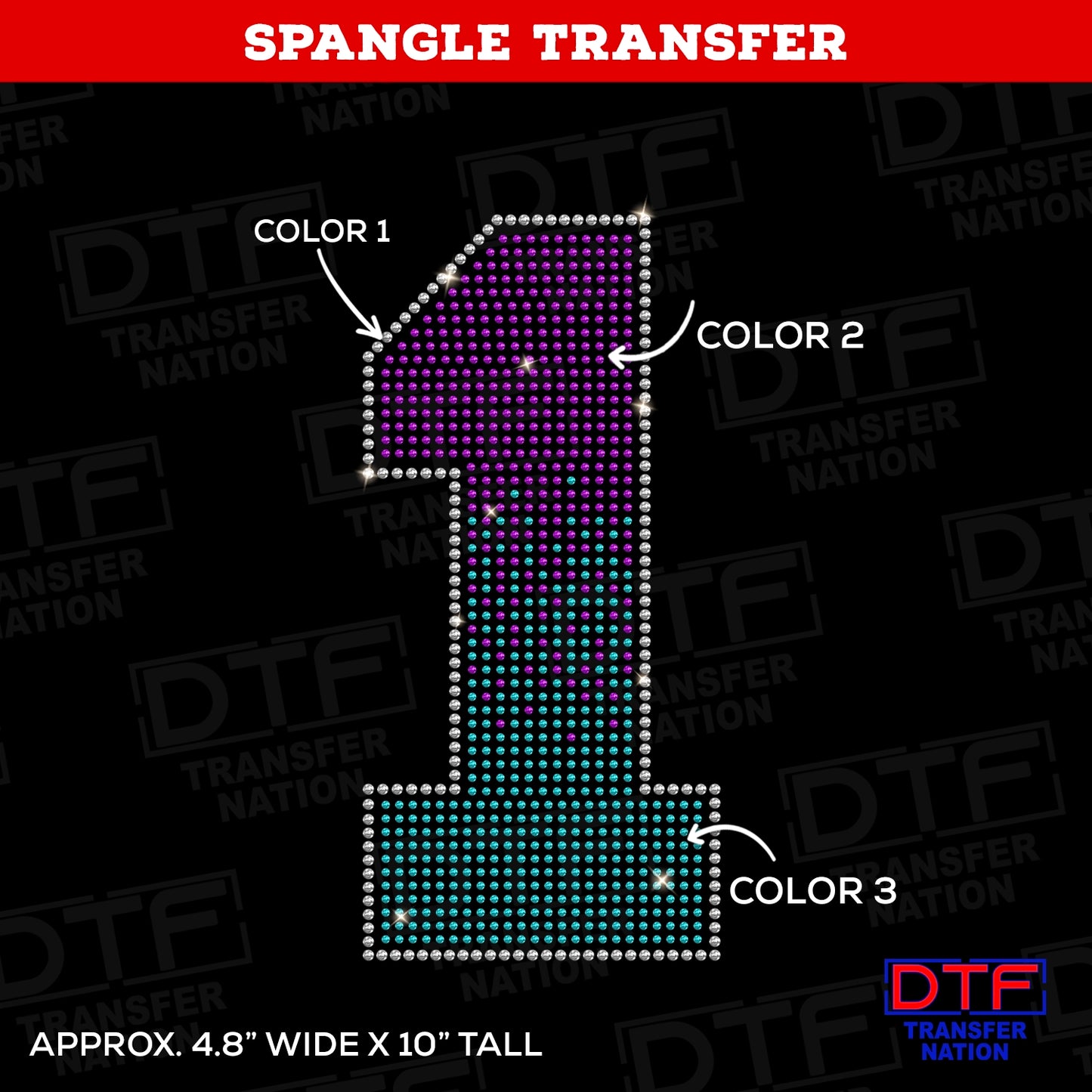 Number 1 - Gradient - Pick Your Colors - Spangle Transfer
