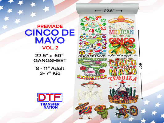 Cinco de Mayo Pre-Made Gangsheet Vol. 2 – 22.5" x 60" DTF Transfers for Fiesta Fun
