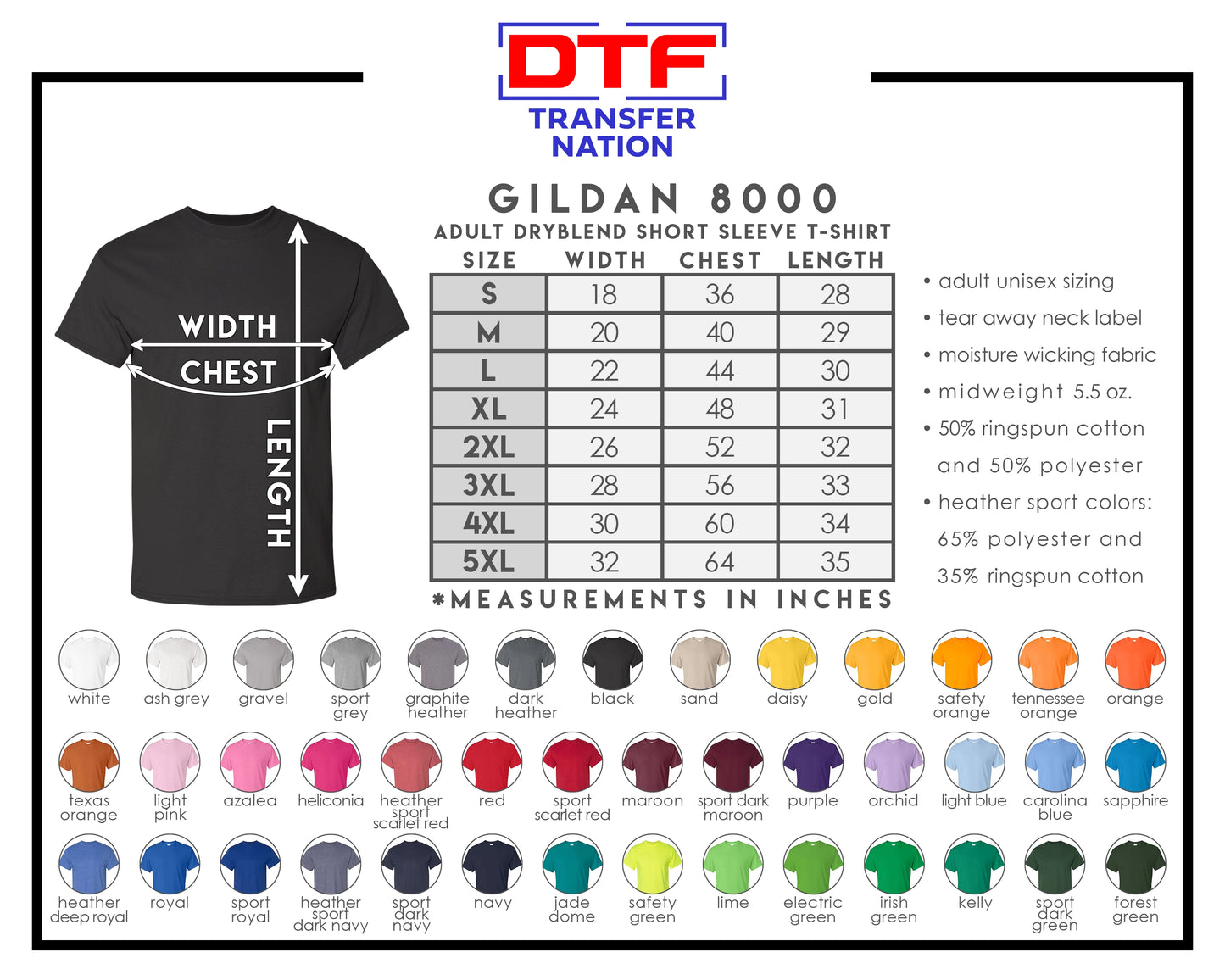 TSA - Gildan Dryblend Cotton Tee - 8000